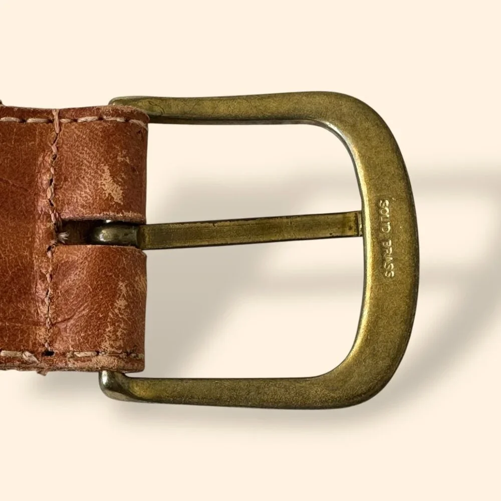 John Henry Woman’s Natural Harness‎ Leather Belt Aligator Embossed Print Size 34